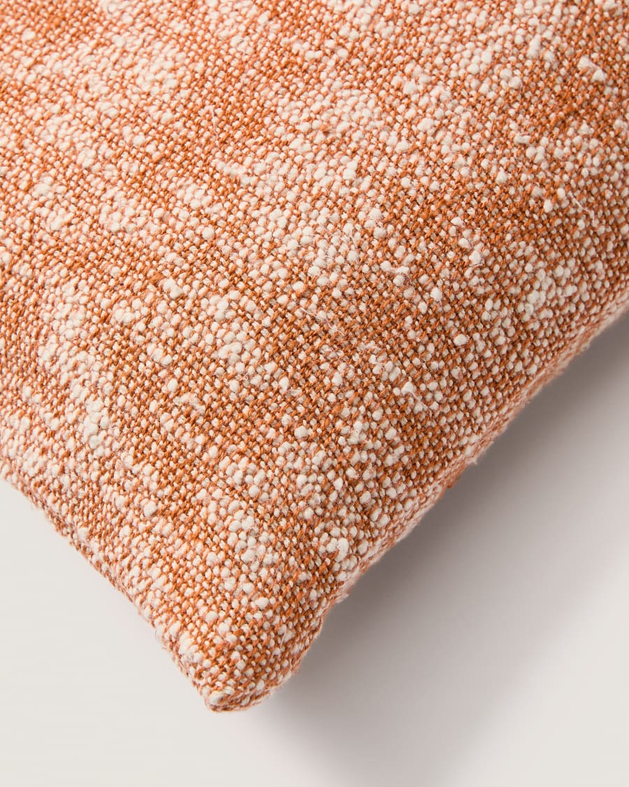 Mevia cushion cover in beige and orange linen blend 50 x 50 cm