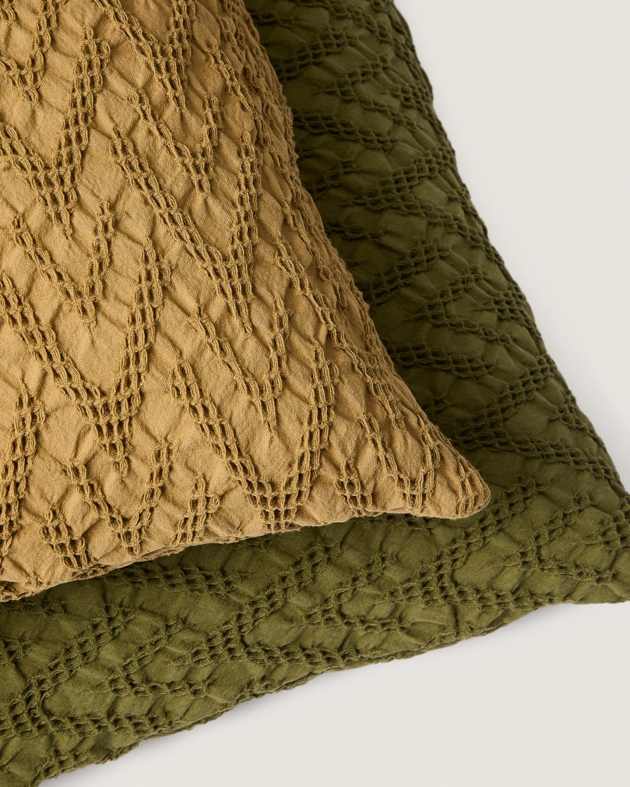 Evone cushion cover 100% cotton with waffle texture mustard 50 x 50 cm
