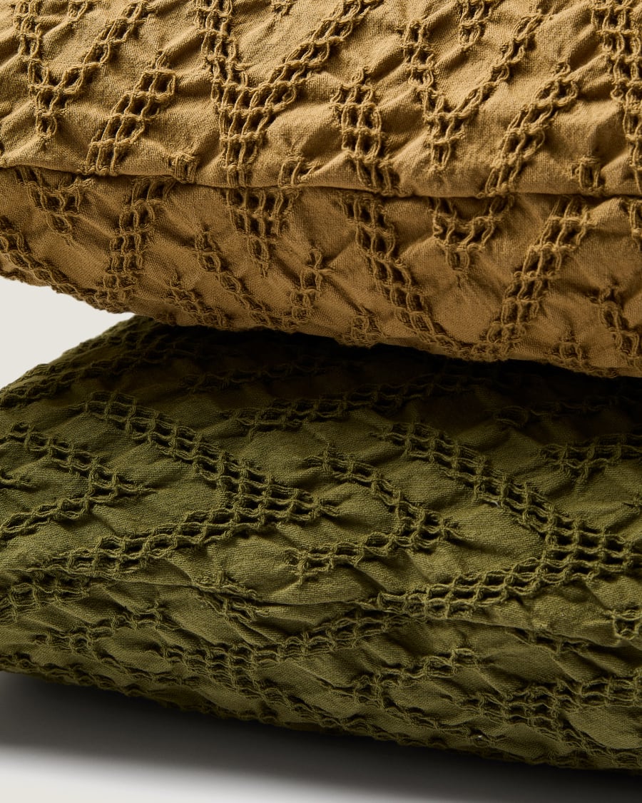 Evone cushion cover 100% cotton with waffle texture mustard 50 x 50 cm