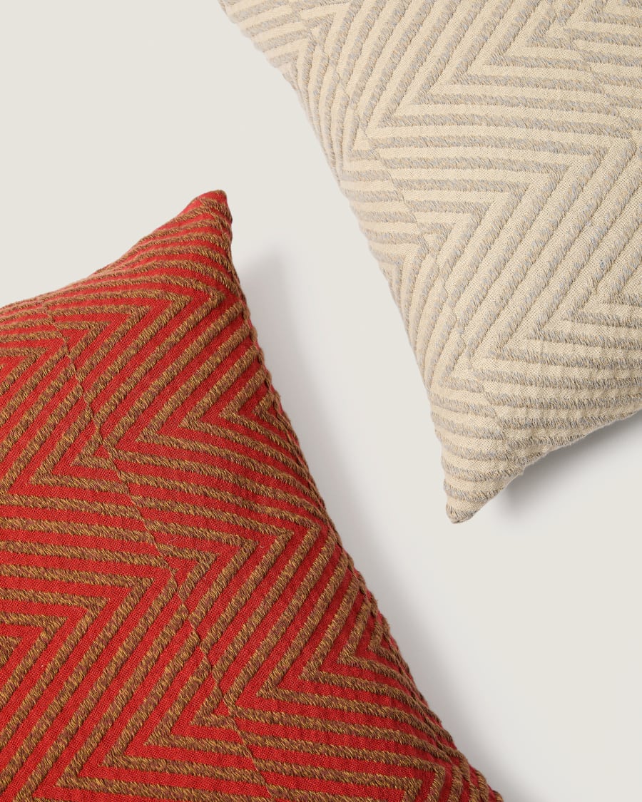 Housse de coussin Lunver en jacquard chevron écru 50 x 50 cm