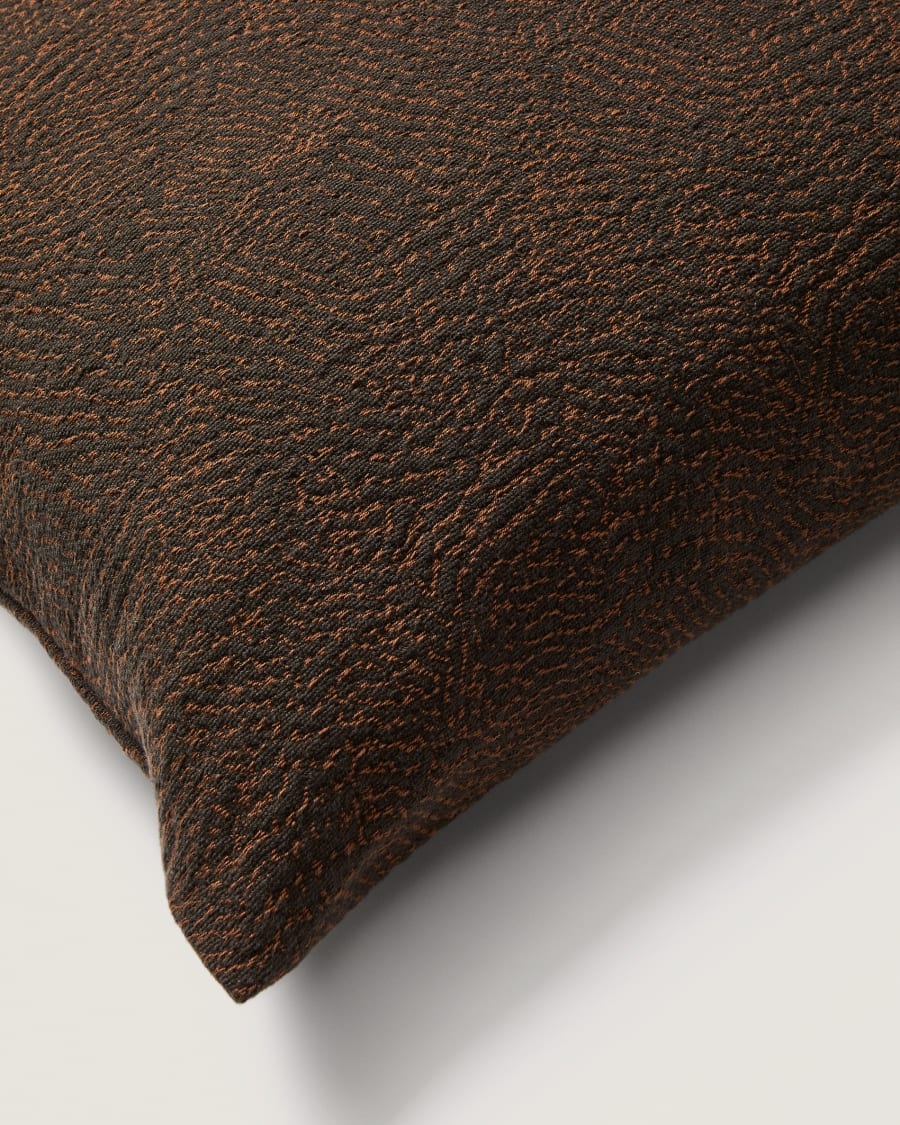 Housse de coussin Junie en jacquard de coton marron 50 x 50 cm