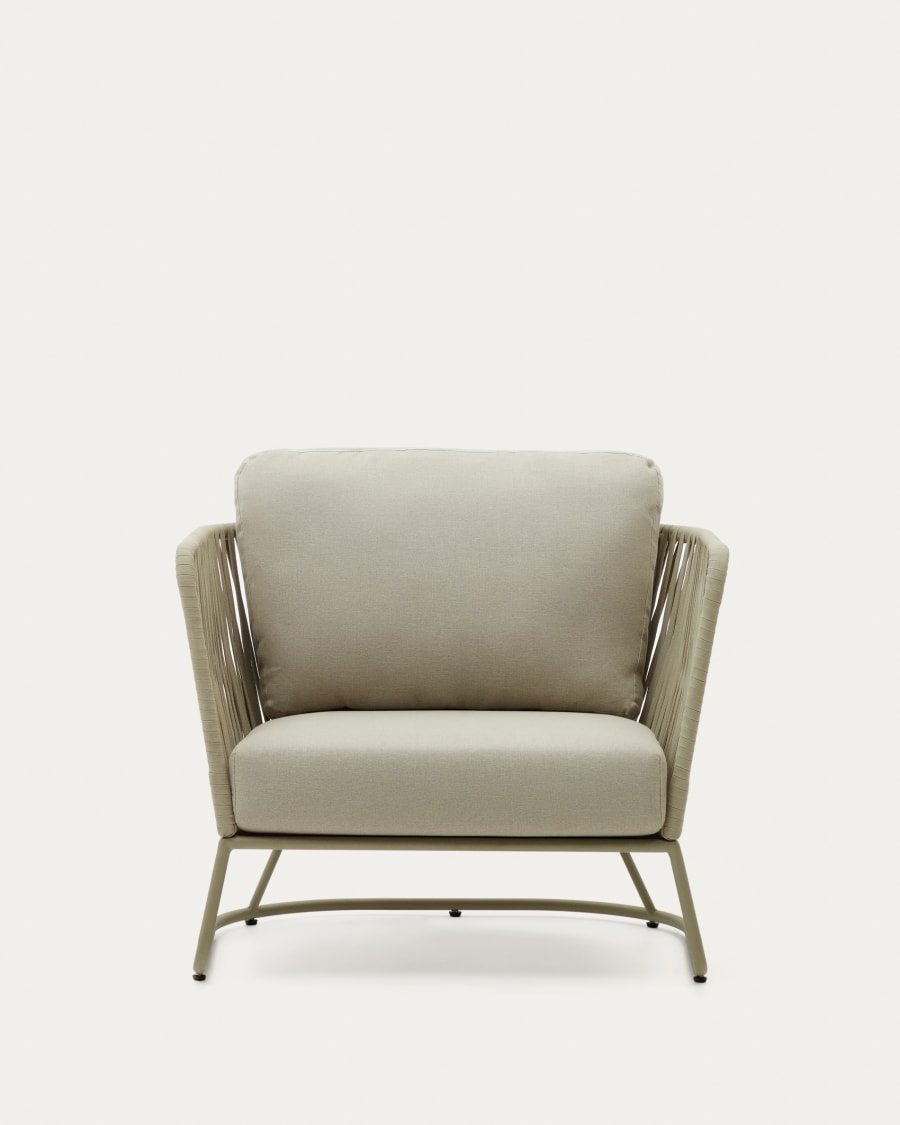Saconca outdoor armchair made of cord and green galvanised steel