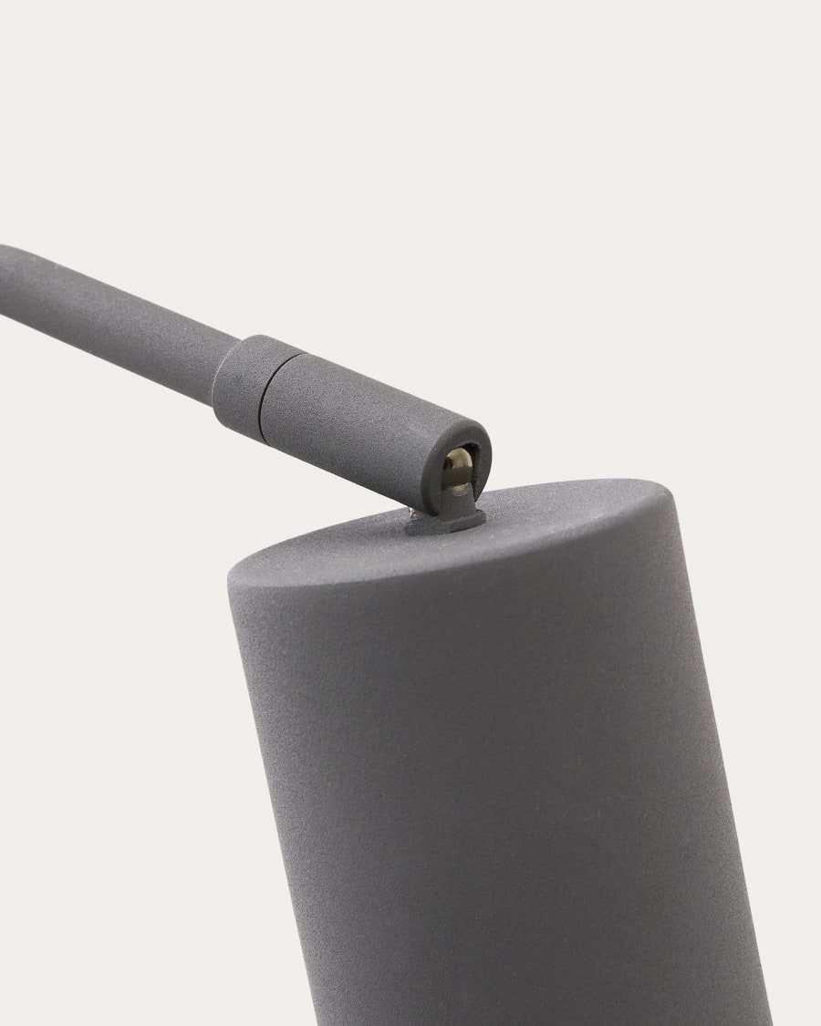 Manie metal desk lamp with dark grey cast-iron-effect finish and UK adaptor