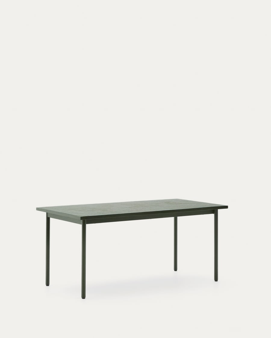 Maurina outdoor table in green galvanised steel with green tiles 182 x 91cm