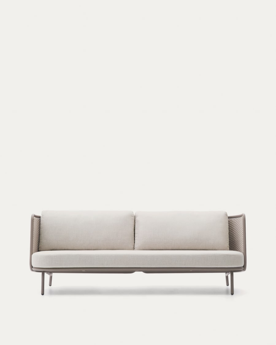 Sedalis outdoor 3-seater sofa in aluminium and taupe rope cord 210cm