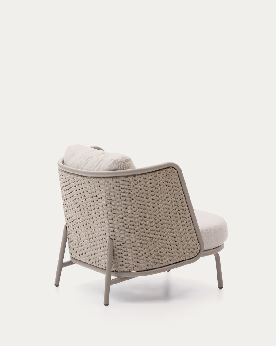 Sedalis outdoor armchair in aluminium and taupe rope cord