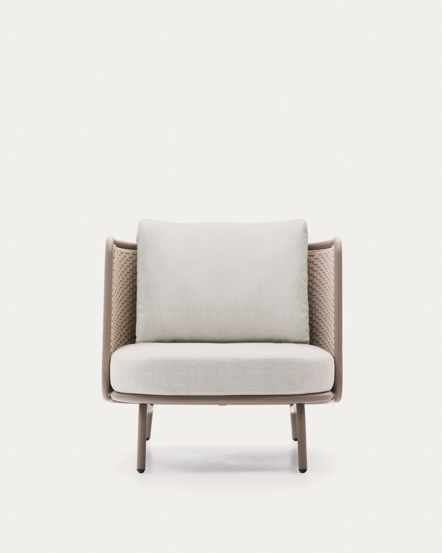 Sedalis outdoor armchair in aluminium and taupe rope cord