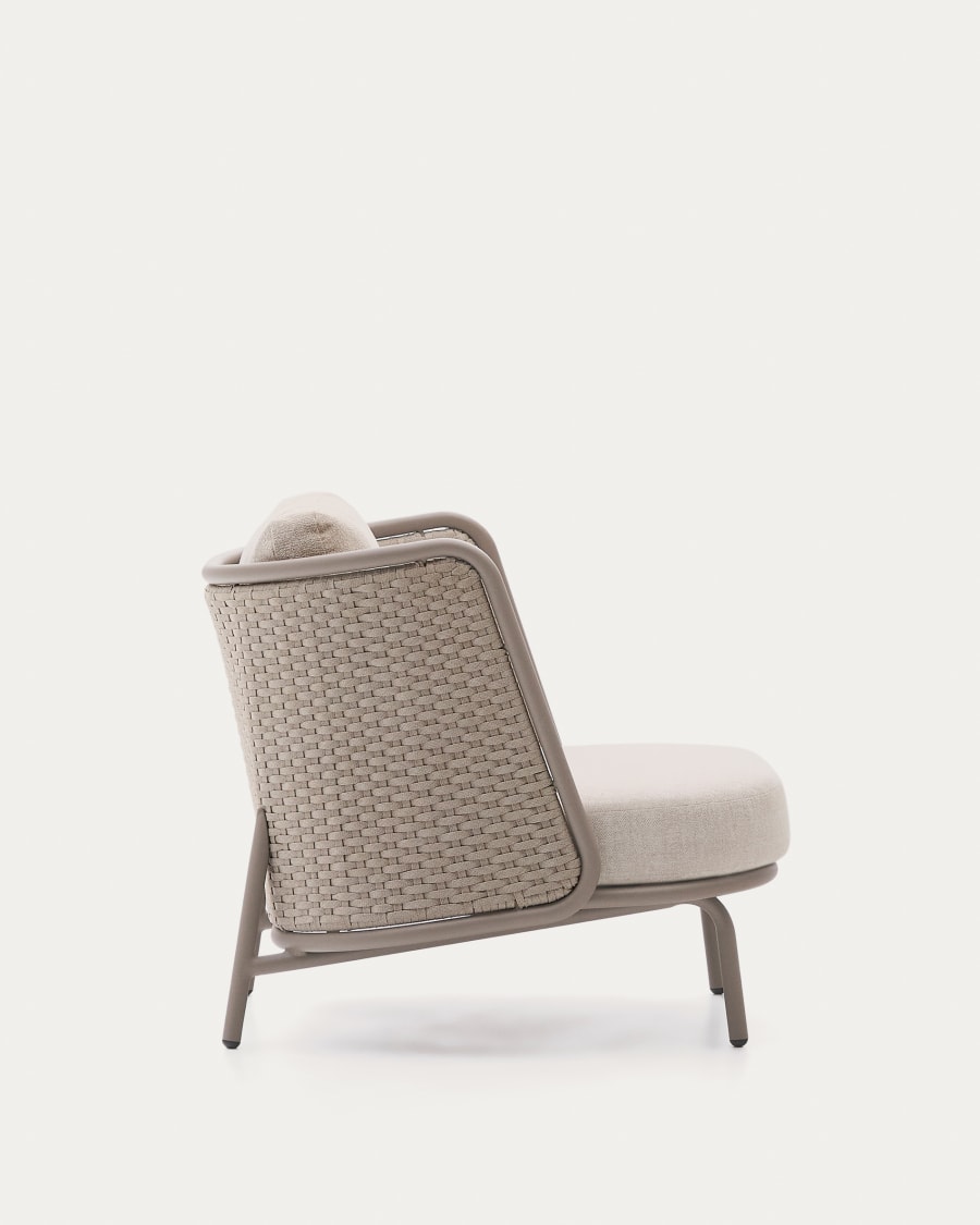 Sedalis outdoor armchair in aluminium and taupe rope cord