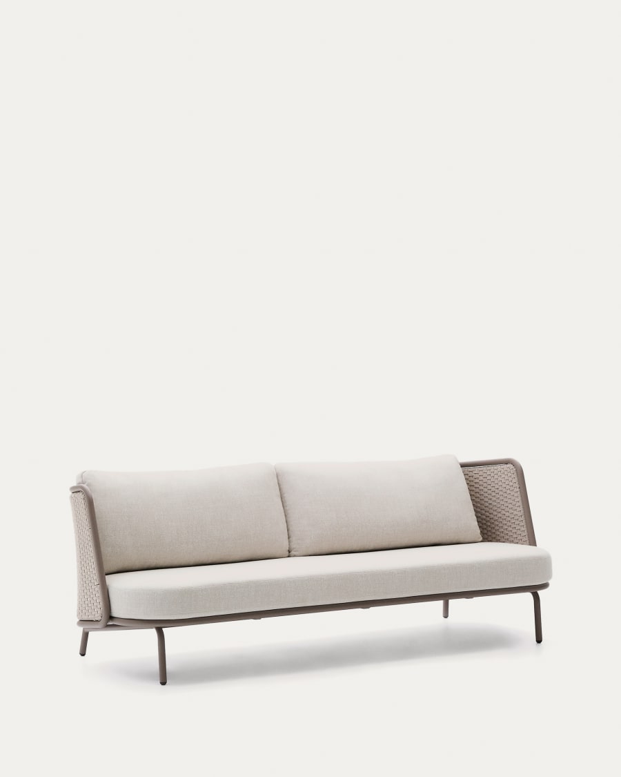 Sedalis outdoor 3-seater sofa in aluminium and taupe rope cord 210cm