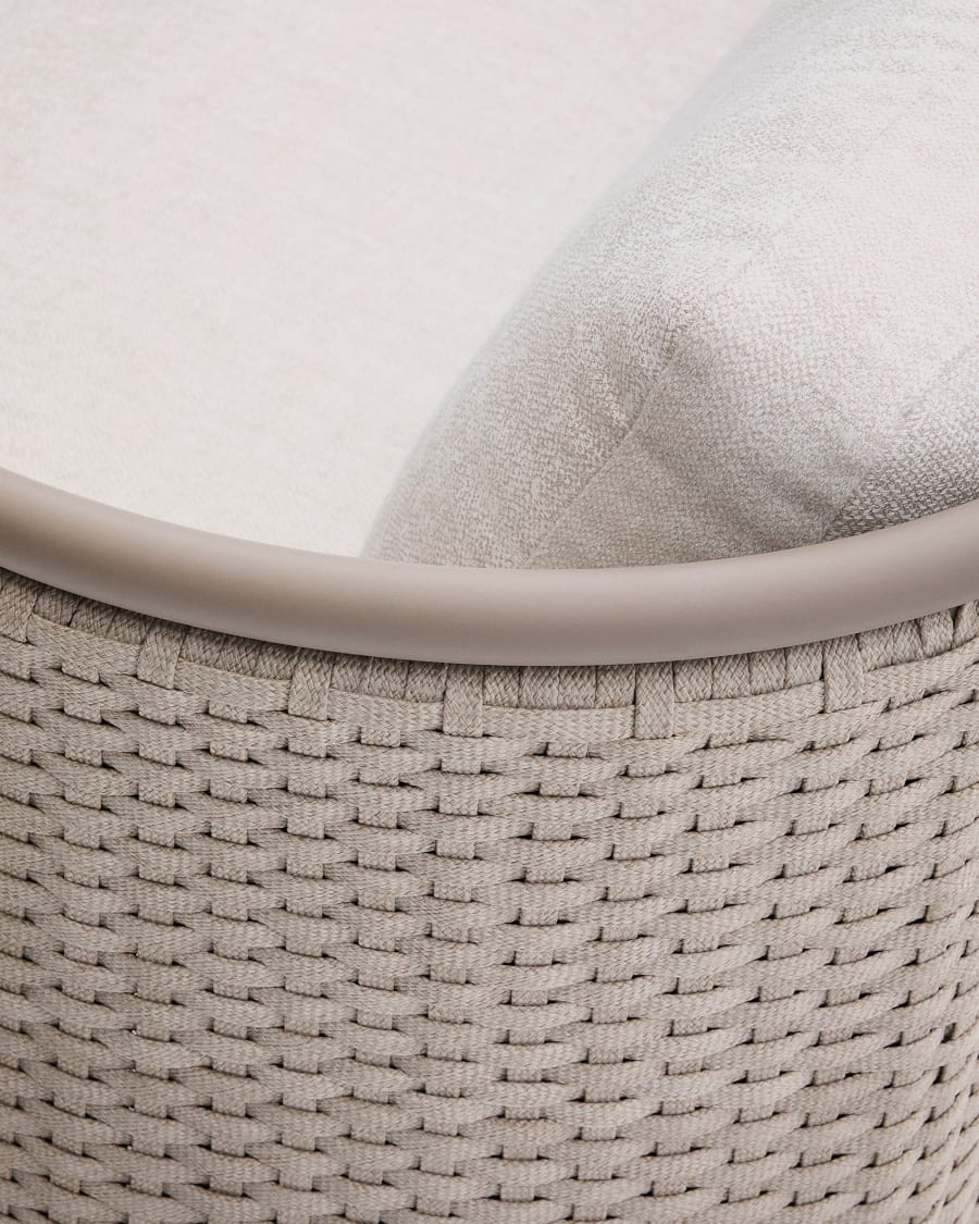 Sedalis outdoor 3-seater sofa in aluminium and taupe rope cord 210cm