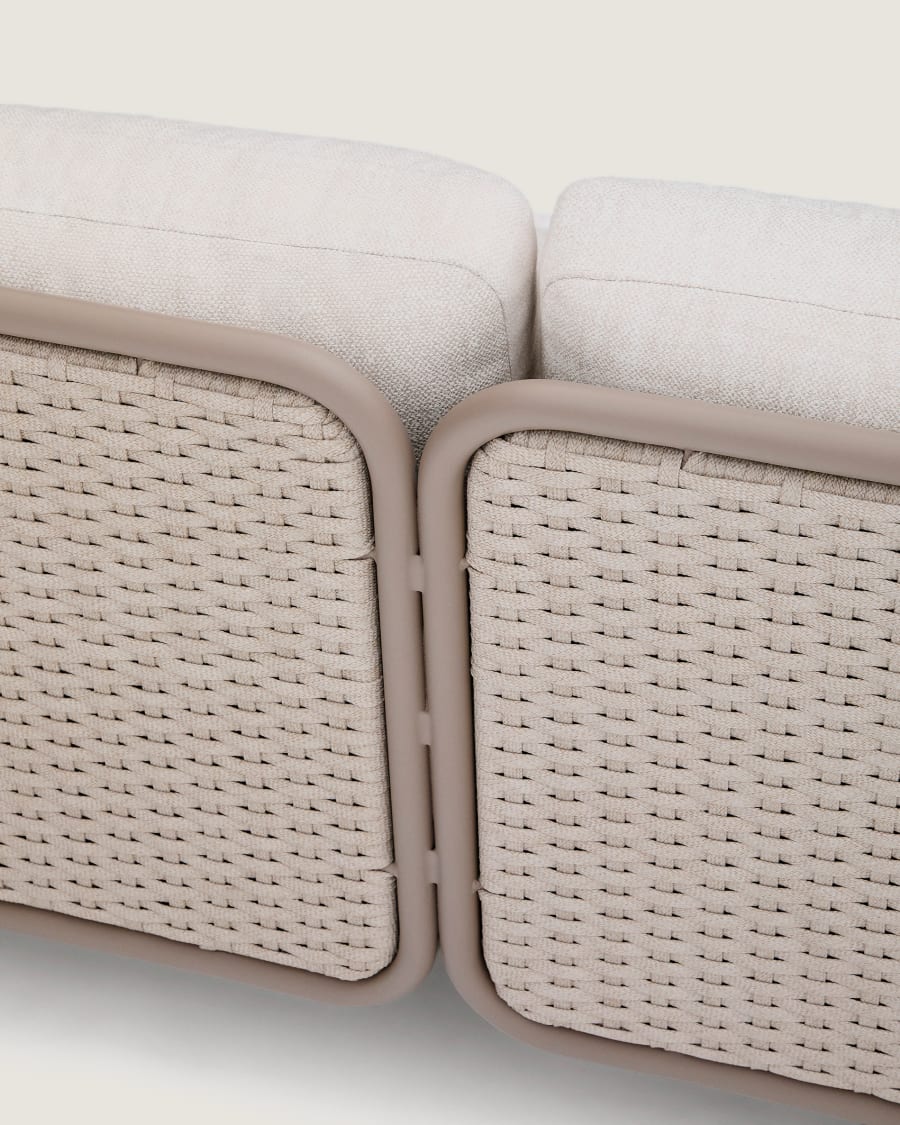 Sedalis outdoor 3-seater sofa in aluminium and taupe rope cord 210cm
