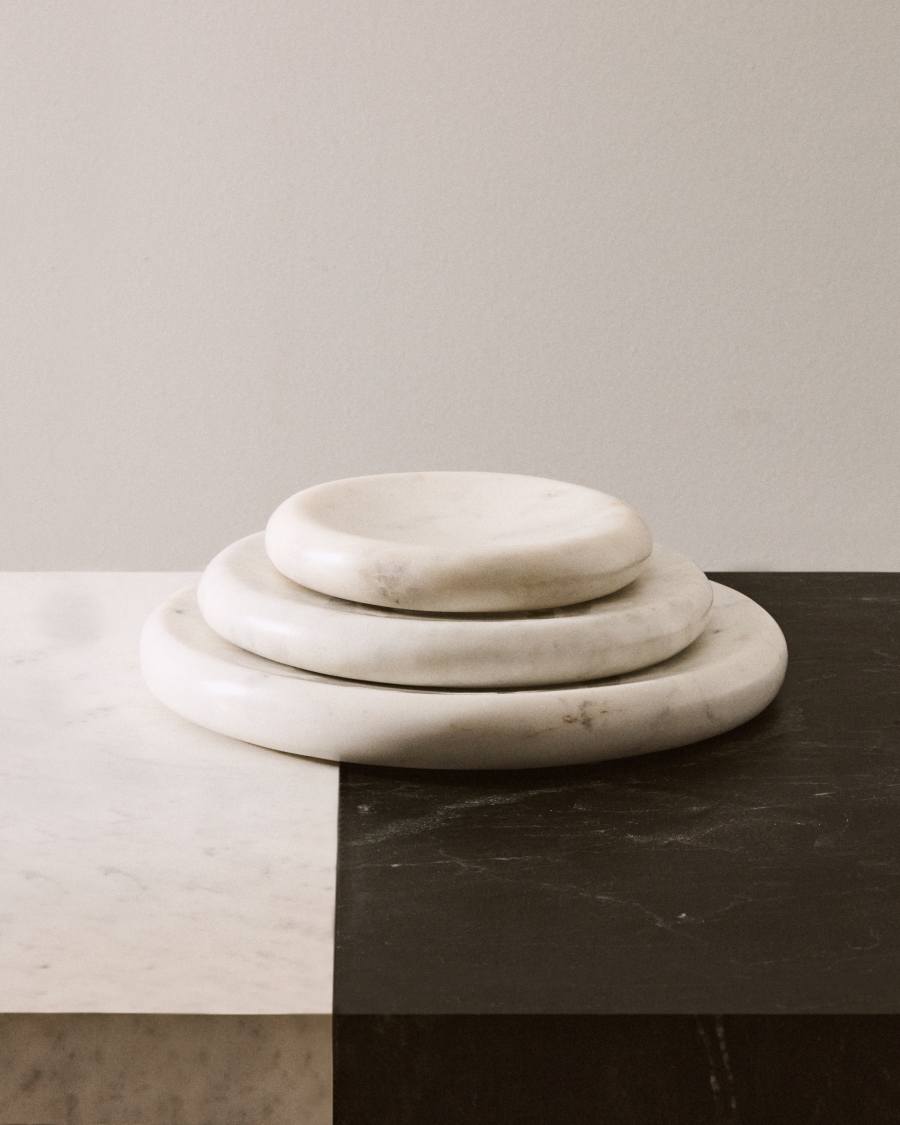 Plateau Obena en marbre blanc Ø 25 cm