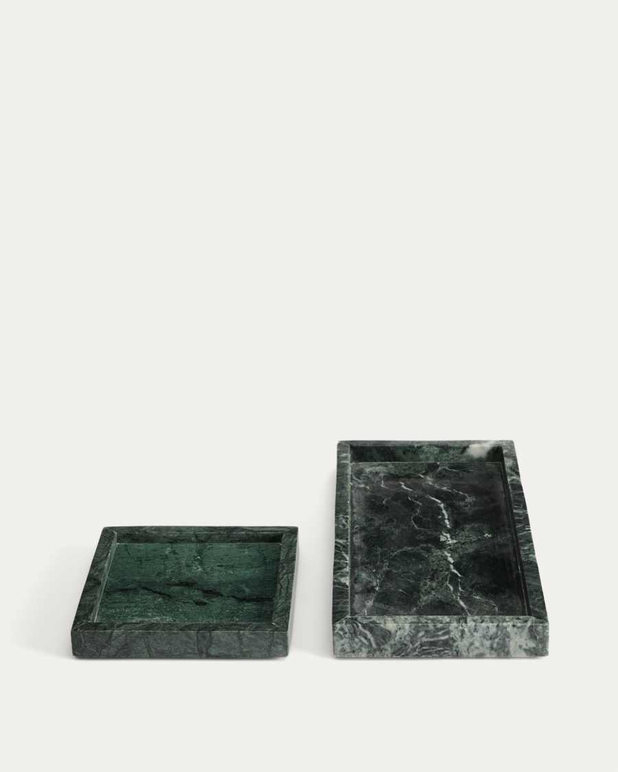 Plateau Serela en marbre vert 18 x 18 cm