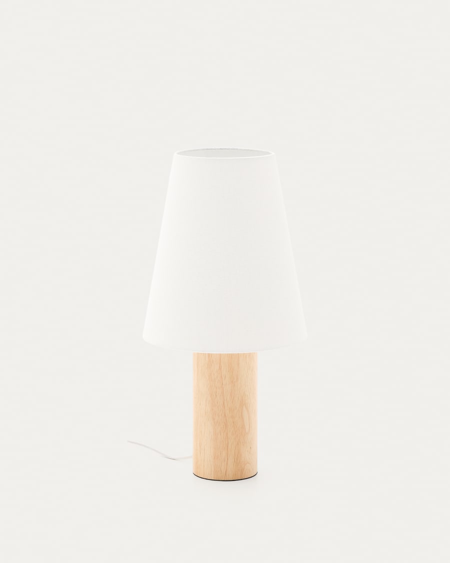 Marga table lamp made from solid rubber wood with natural finish