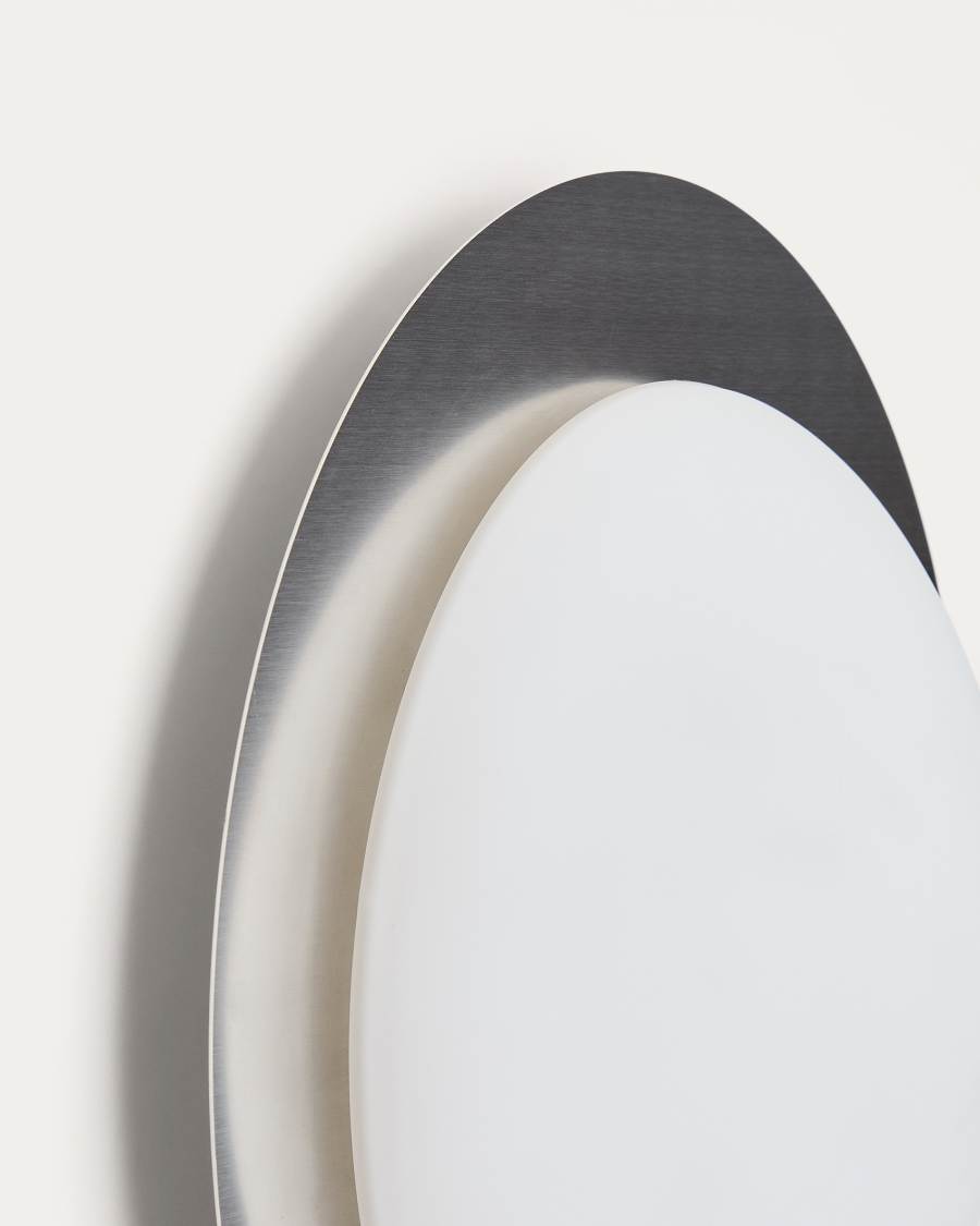 Plafon Novae z jasnoszarego szczotkowanego metalu i matowego szkła Ø 40 cm