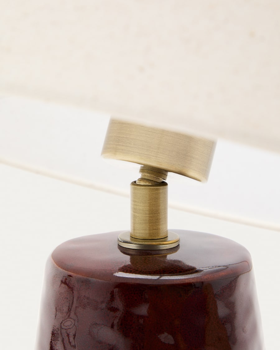 Drava table lamp in burgundy ceramic with cotton shade