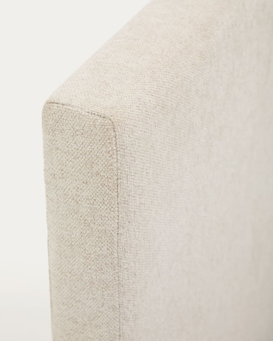 Nahiri beige chenille bed with storage base for 150 x 200cm mattress