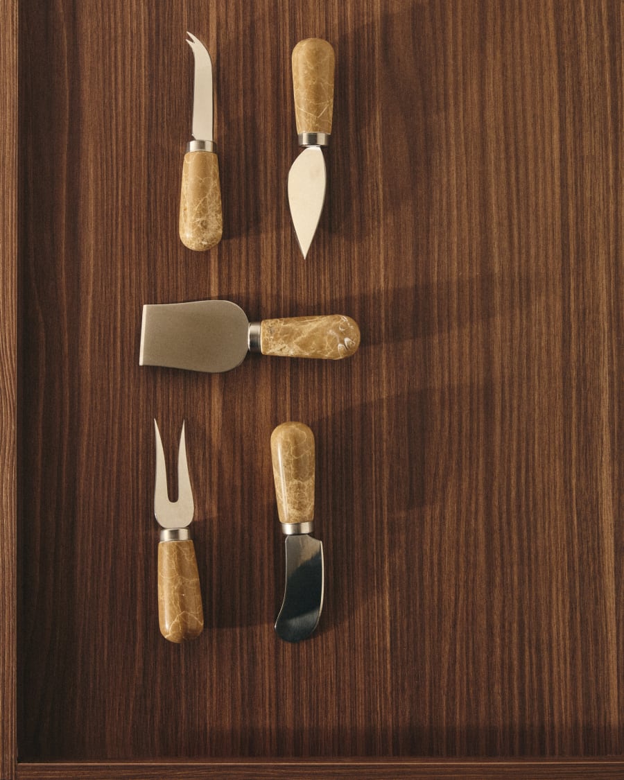 Set Adoma mit 4 Käsemessern aus Marmor und Metall
