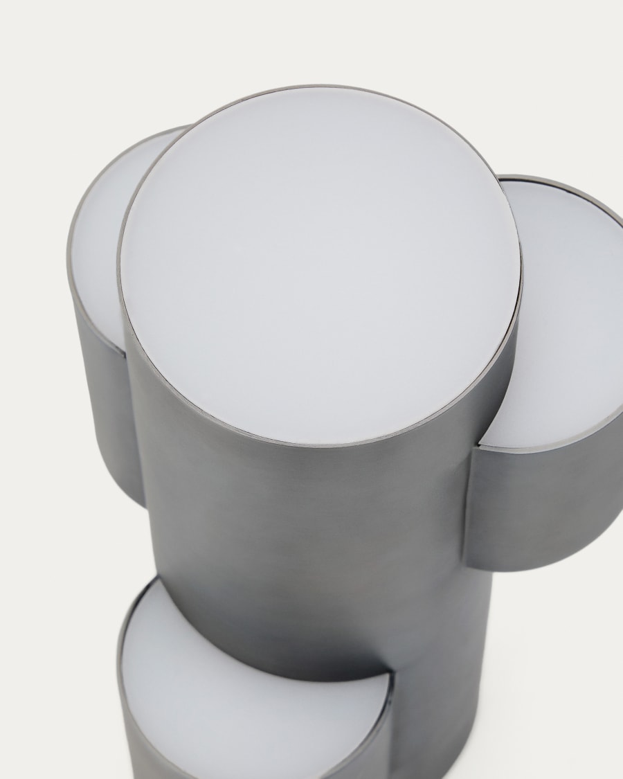 Tragbare LED-Tischlampe Adrina aus dunkelgrauem Metall mit gebürstetem Finish