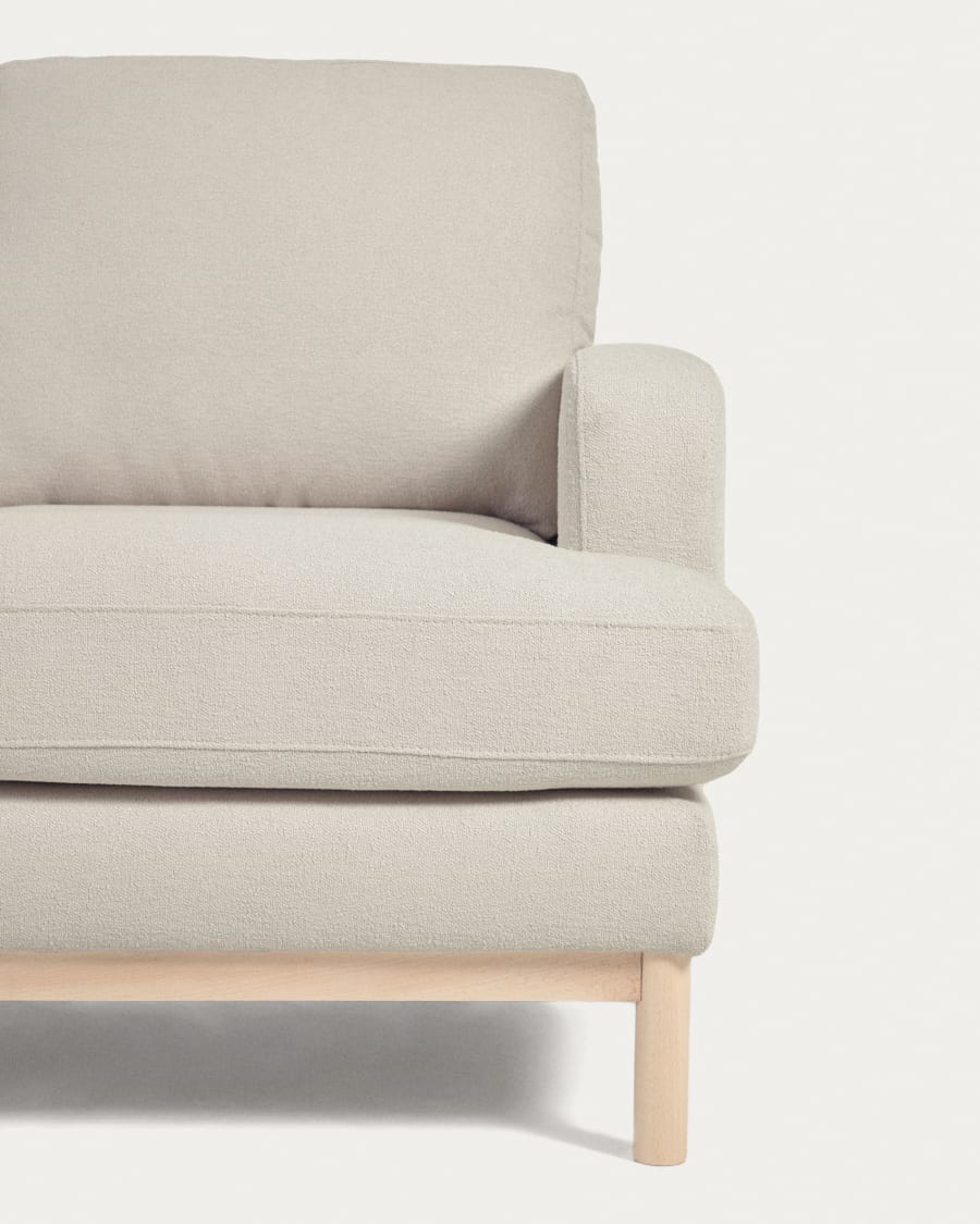 Mihaela 3 seater sofa in white micro bouclé, 203 cm FSC Mix Credit