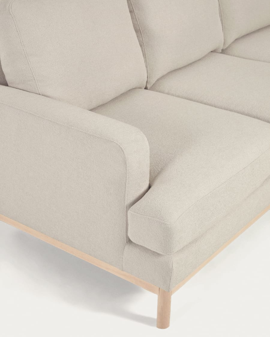 Mihaela 3 seater sofa with right-hand chaise longue in white micro bouclé, 264 cm FSC Mix Credit