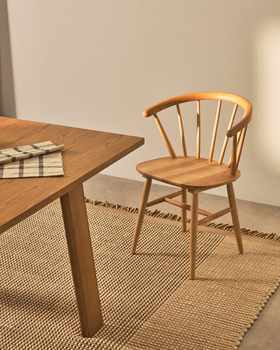 Trise MDF and solid rubber wood chair with natural lacquer