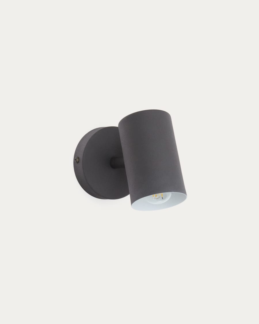 Manie metal wall-mounted light fixture with black cast-iron-effect finish