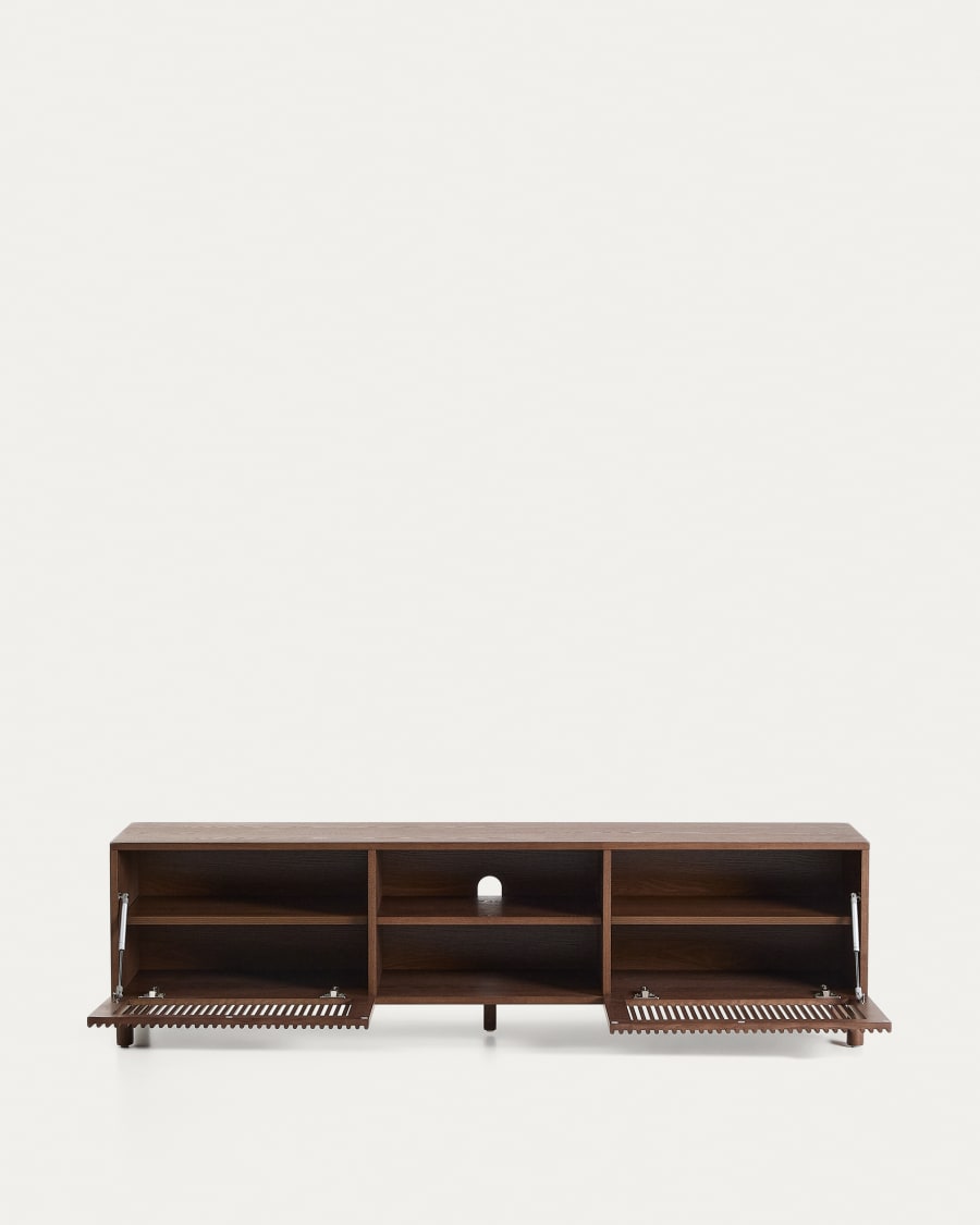 Beyla TV stand in ash veneer and solid ash wood with walnut finish 180 x 49.5cm FSC 100%