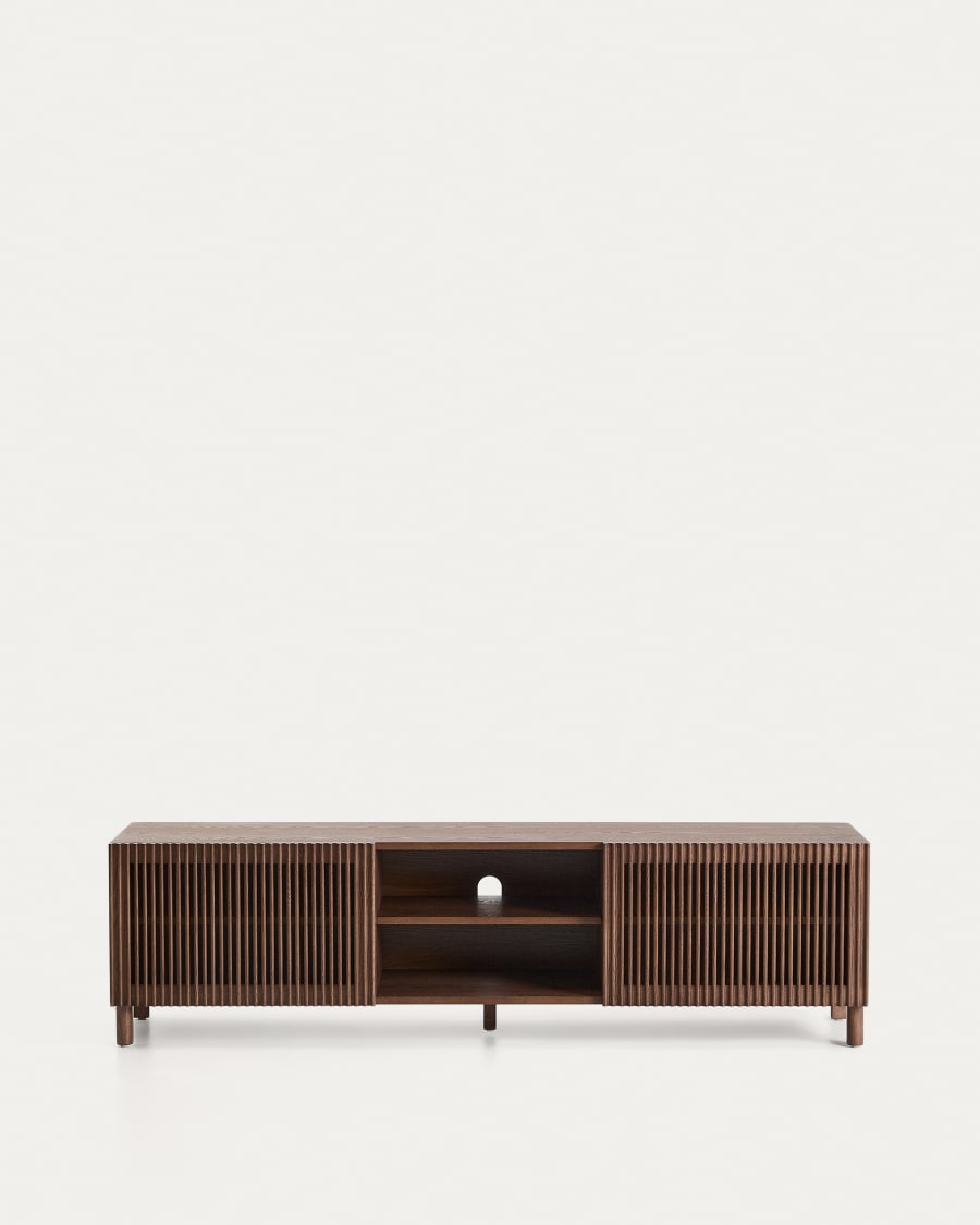 Beyla TV stand in ash veneer and solid ash wood with walnut finish 180 x 49.5cm FSC 100%