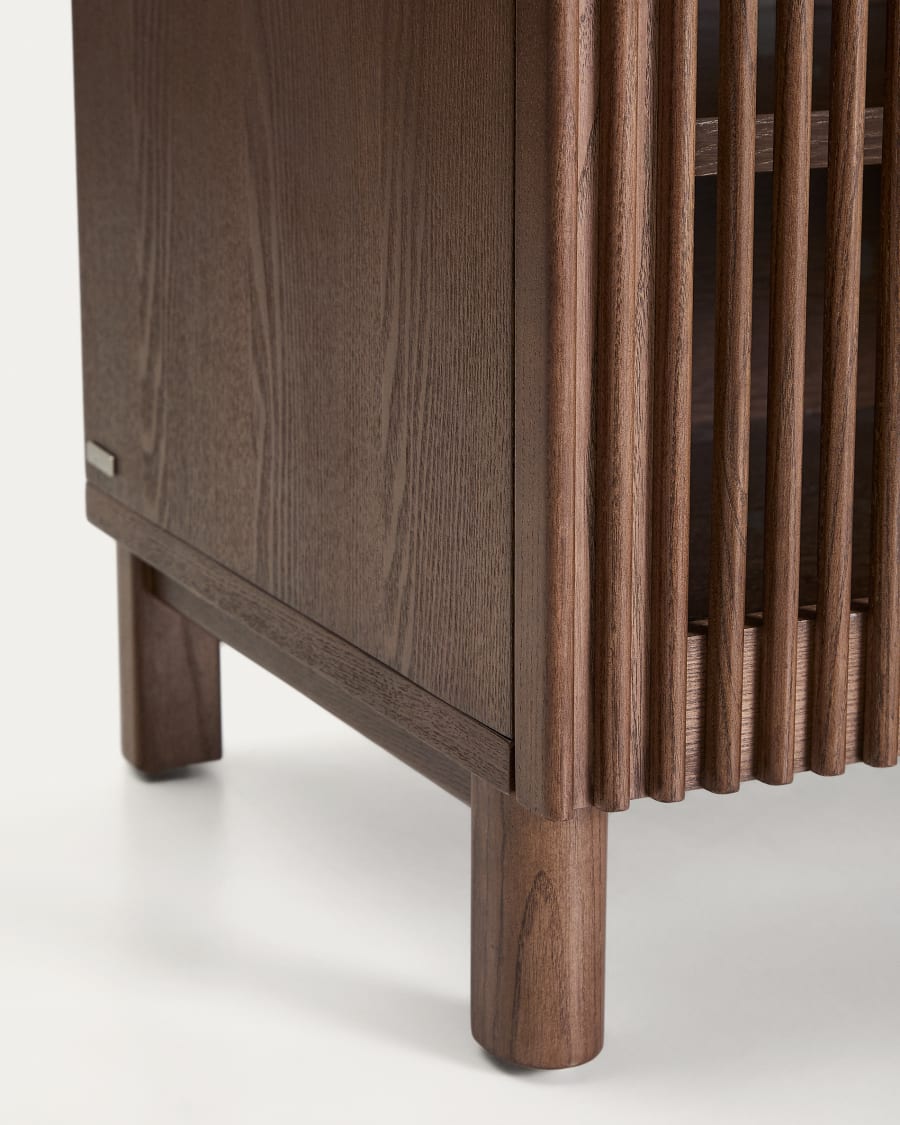 Beyla TV stand in ash veneer and solid ash wood with walnut finish 180 x 49.5cm FSC 100%