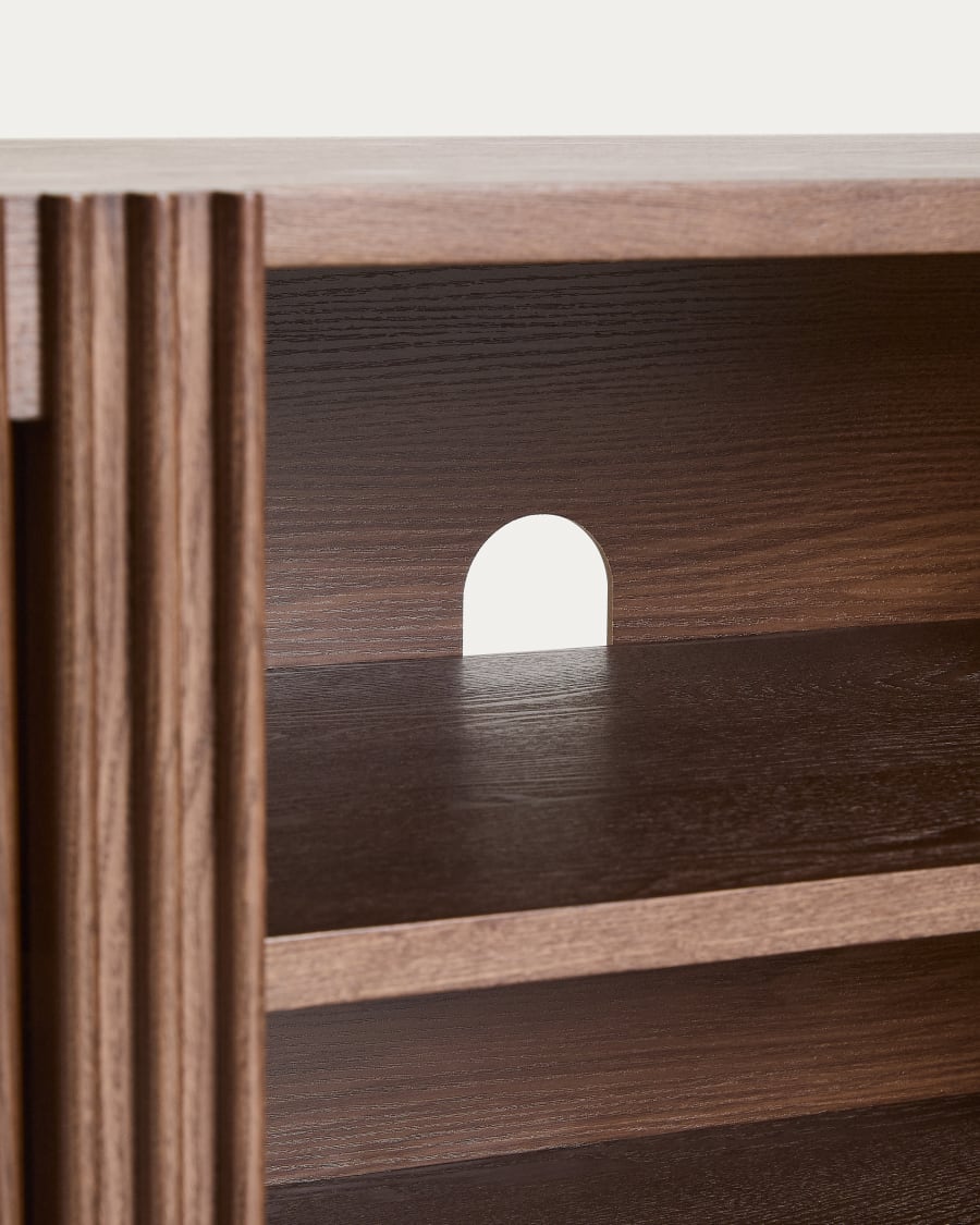Beyla TV stand in ash veneer and solid ash wood with walnut finish 180 x 49.5cm FSC 100%