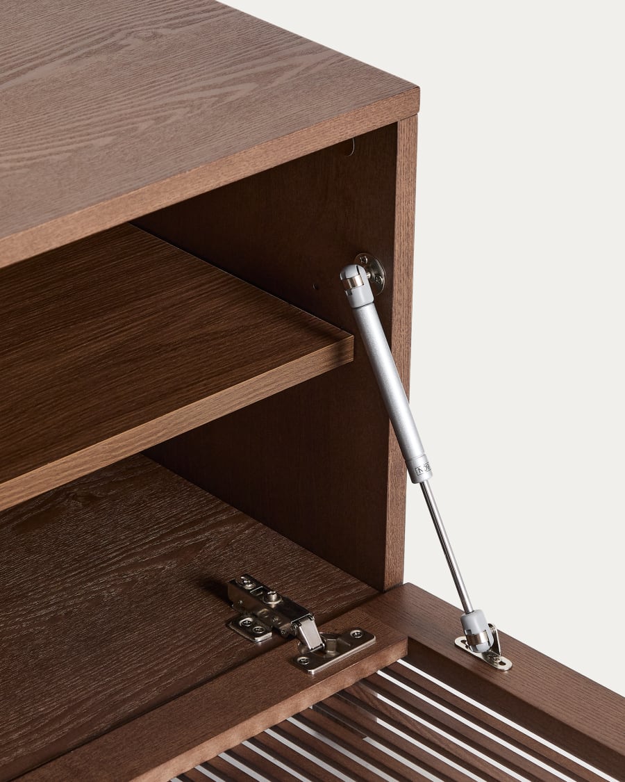 Beyla TV stand in ash veneer and solid ash wood with walnut finish 180 x 49.5cm FSC 100%