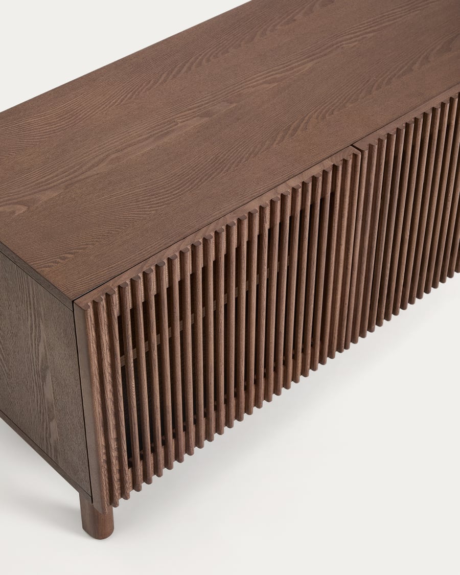 Schuhschrank Beyla aus Furnier und Massivholz aus Esche mit nussbaumfarbenem Finish 98 cm FSC 100%