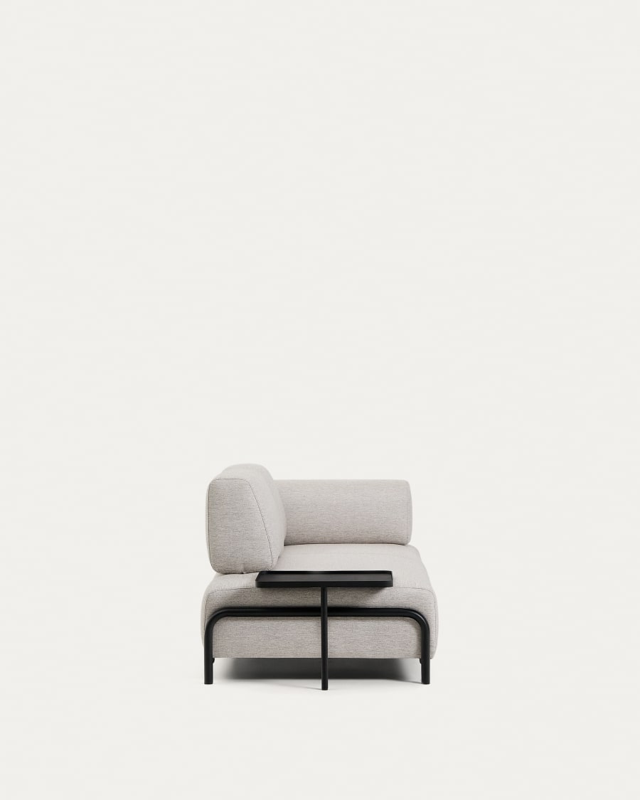 Compo 2-seater greige sofa with large tray table and black metal frame 200 cm FSC Mix Credit