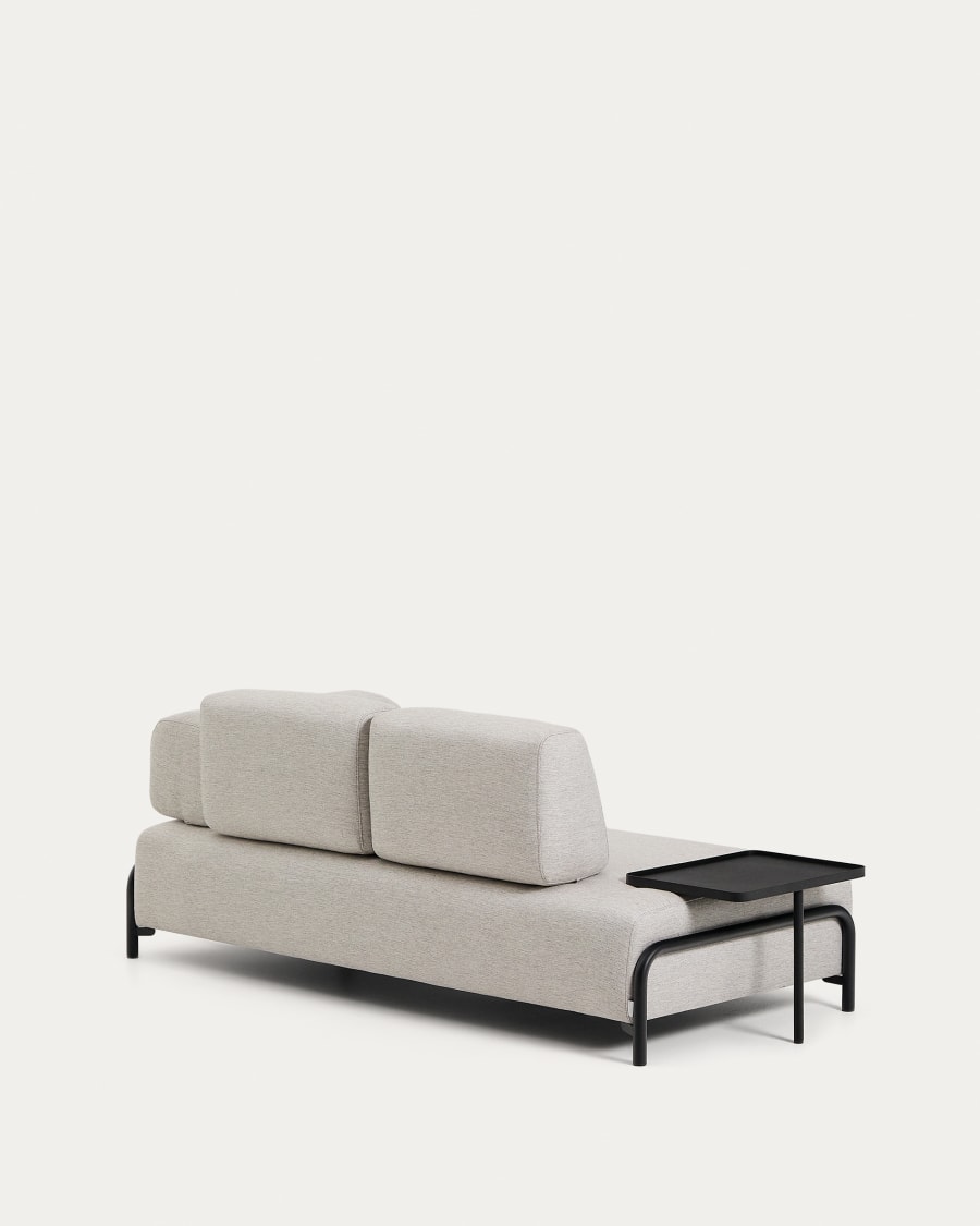 Compo 2-seater greige sofa with large tray table and black metal frame 200 cm FSC Mix Credit