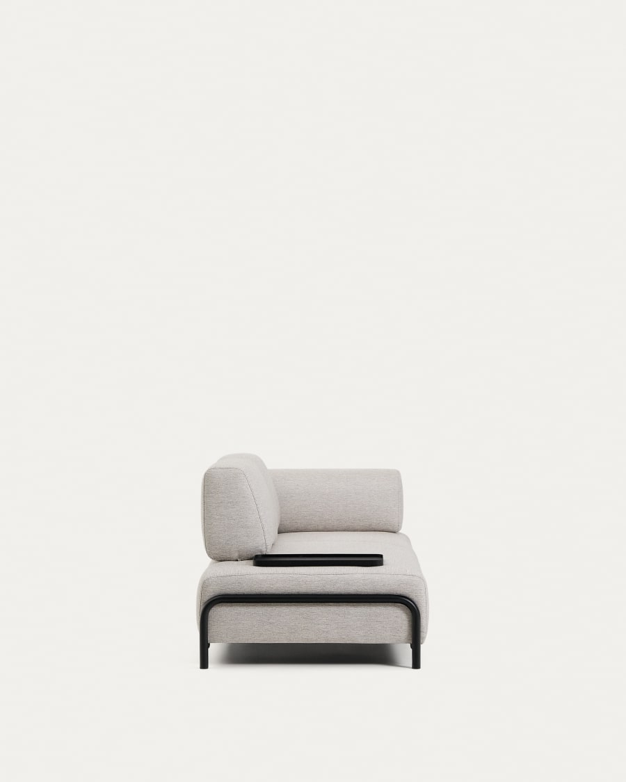 Compo 2-seater greige sofa with small tray table and black metal frame 200 cm FSC Mix Credit