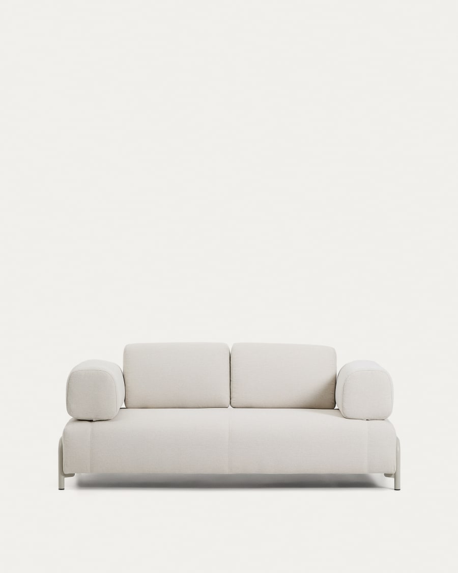 2-Sitzer-Sofa Compo aus Chenille in Ecru mit beigem Metallgestell 200 cm FSC Mix Credit