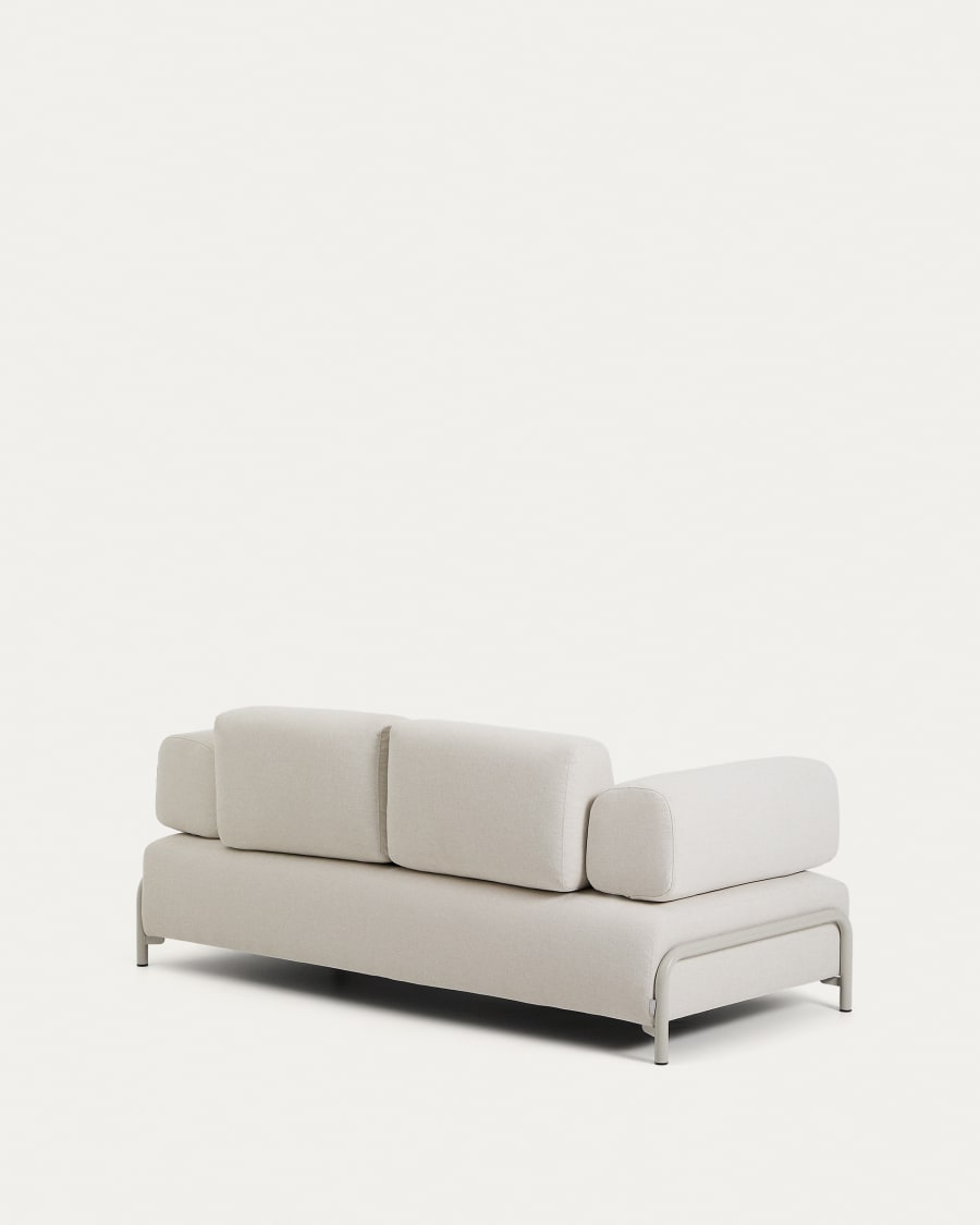 2-Sitzer-Sofa Compo aus Chenille in Ecru mit beigem Metallgestell 200 cm FSC Mix Credit