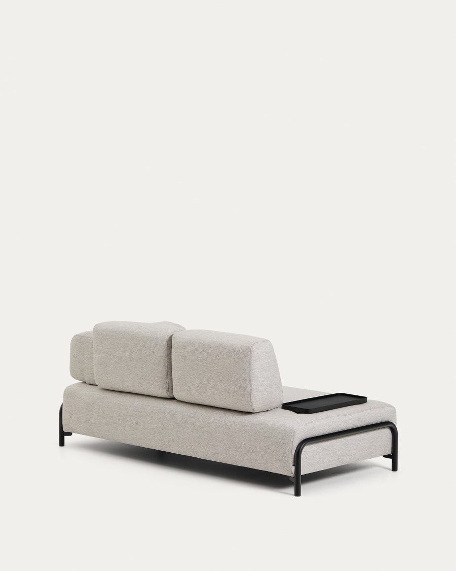 Compo 2-seater greige sofa with small tray table and black metal frame 200 cm FSC Mix Credit