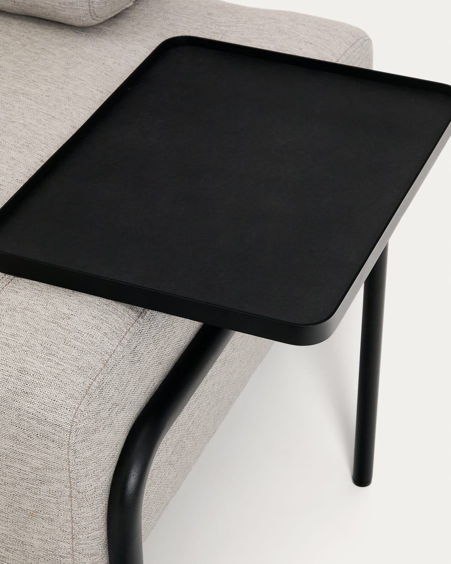 Compo 2-seater greige sofa with large tray table and black metal frame 200 cm FSC Mix Credit