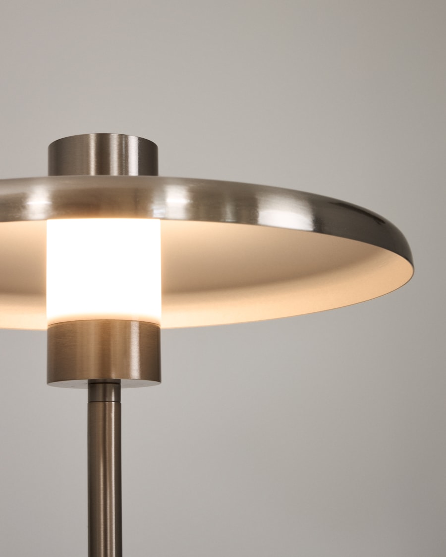 Stehlampe Nuvira aus hellgrauem gebürstetem Metall
