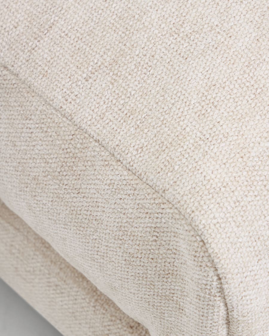 Repose-pieds Veliro en chenille beige avec pieds en acier finition noire 85 x 90 cm FSC Mix Credit