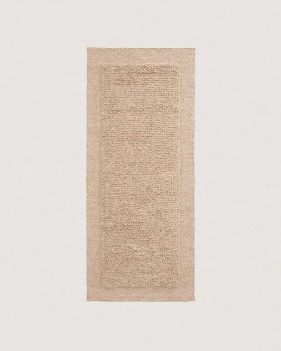 Marely beige wool runner rug 200 x 80cm