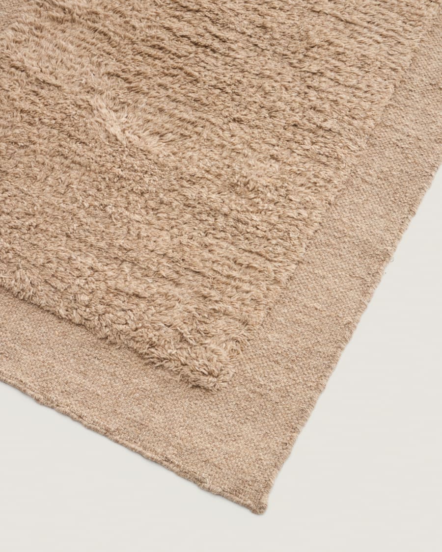 Marely beige wool runner rug 200 x 80cm