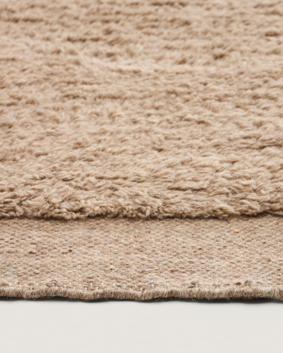 Marely beige wool runner rug 200 x 80cm