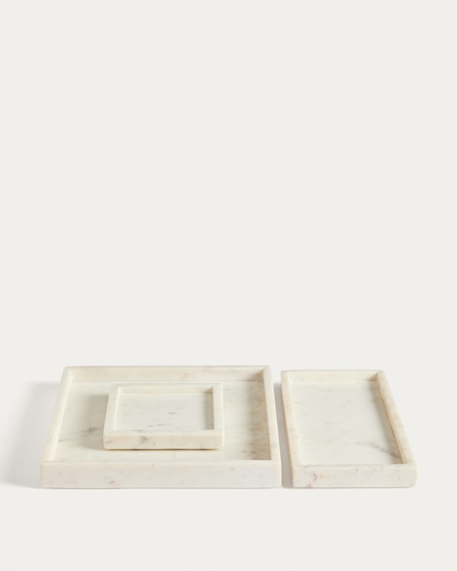 Plateau Serela en marbre blanc 35 x 35 cm