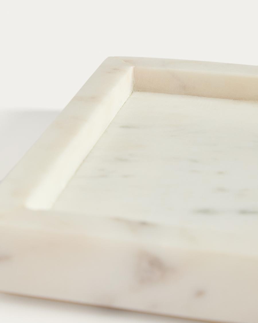 Plateau Serela en marbre blanc 18 x 18 cm