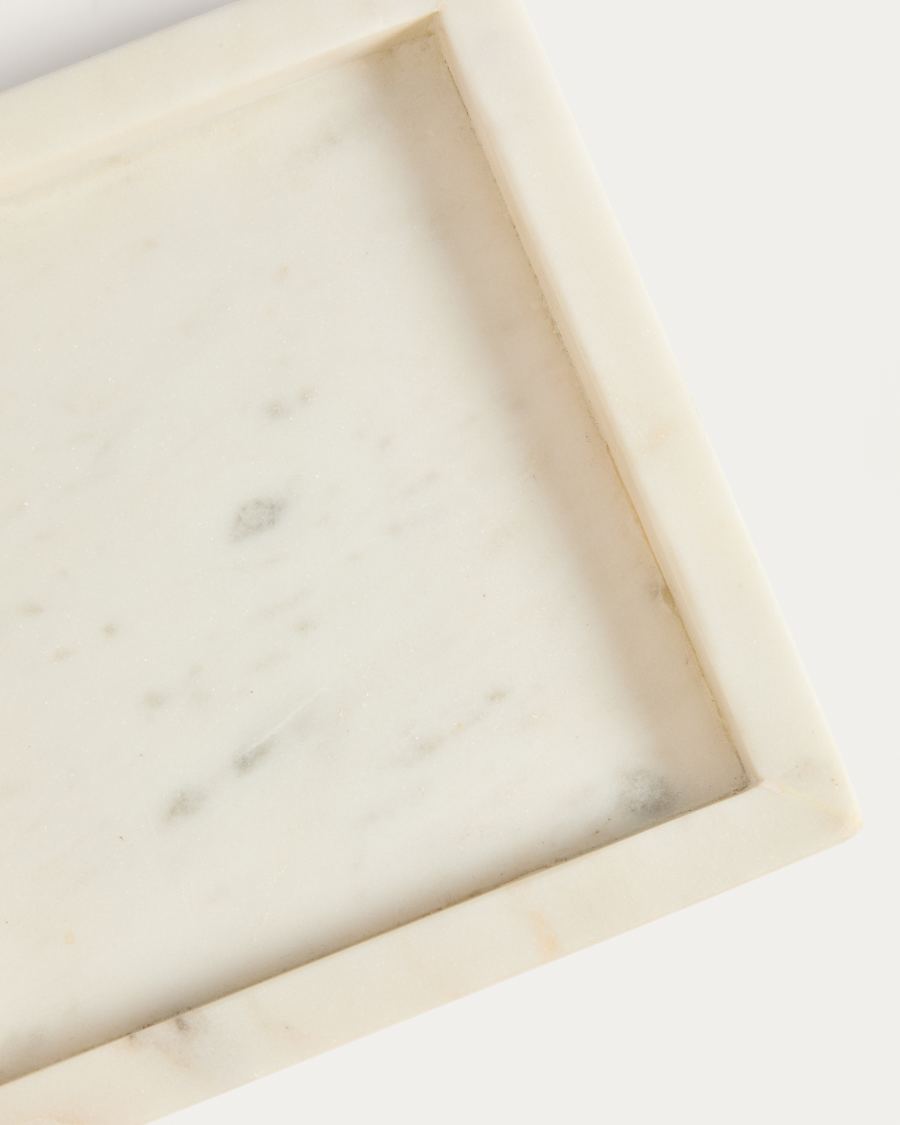 Plateau Serela en marbre blanc 18 x 18 cm