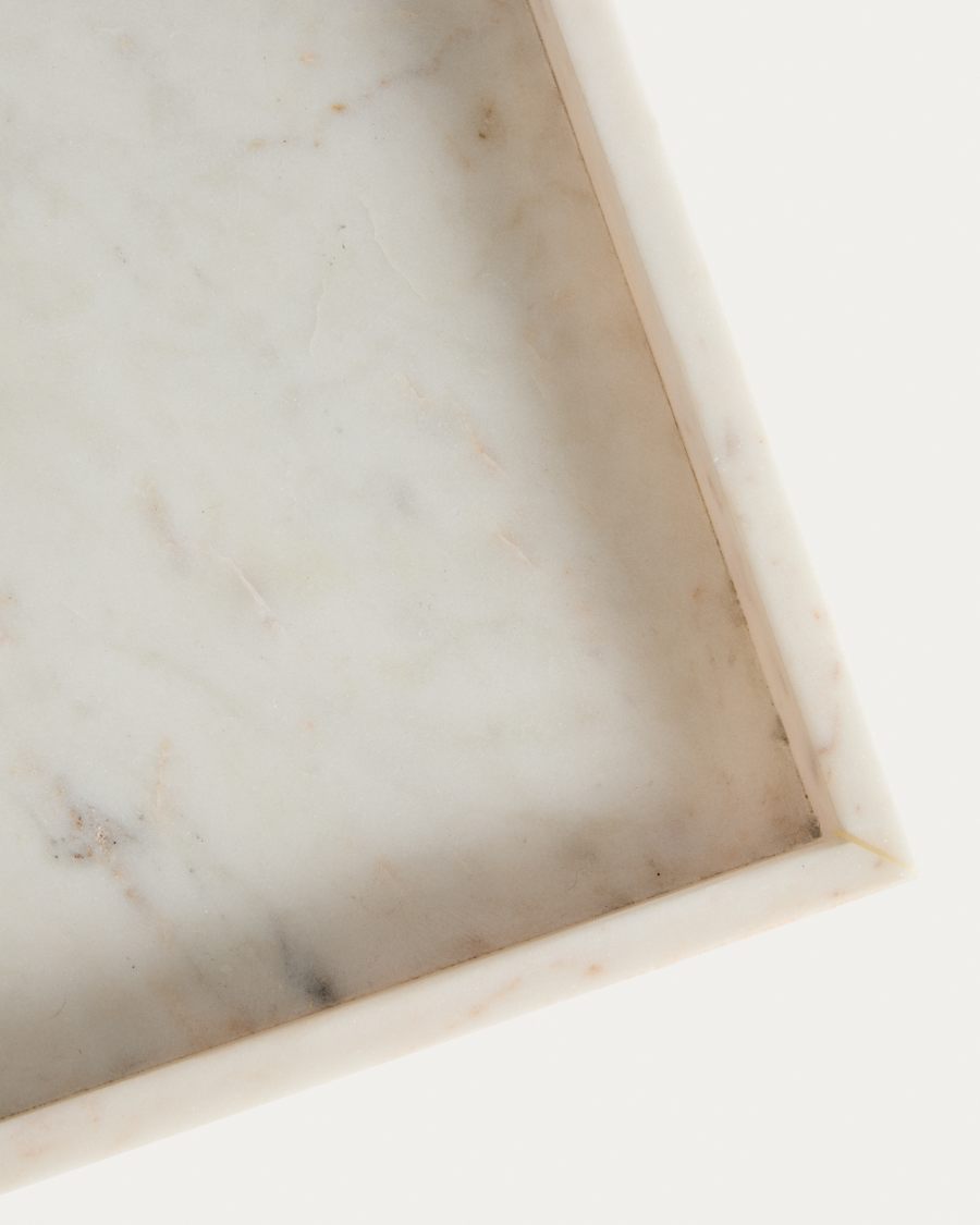 Plateau Serela en marbre blanc 35 x 35 cm
