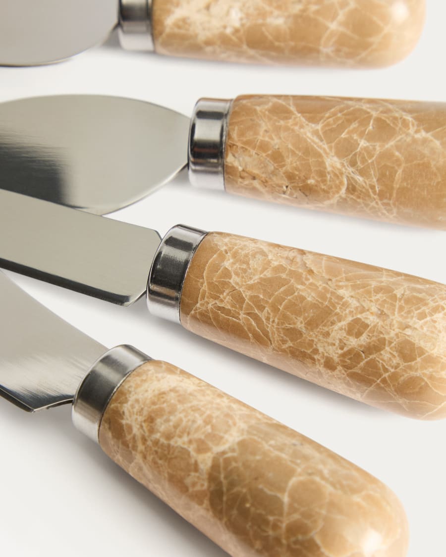 Set Adoma mit 4 Käsemessern aus Marmor und Metall